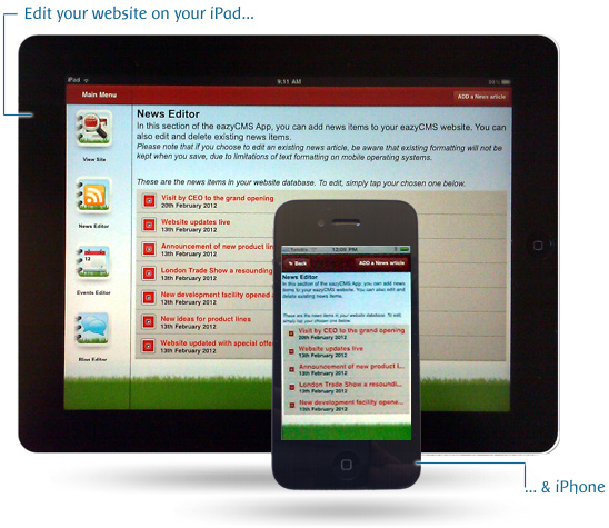 eazyCMS 4.0 Mobile Web Editor